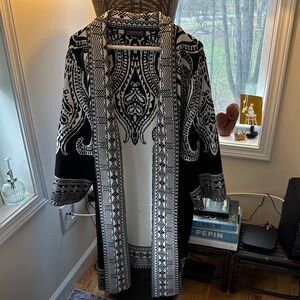 Lord & Taylor Black and White Ornate Cape